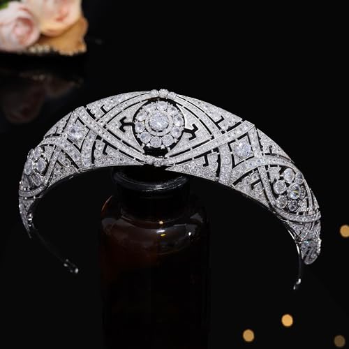 Tiara de circonitas cúbicas para mujer ideal en bodas y tocados de novia HG003 3