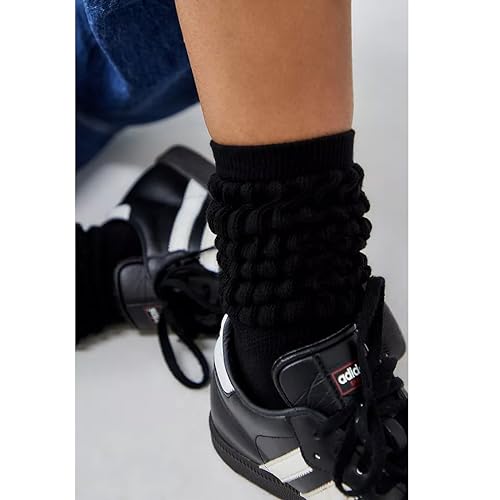 Women's Scrunch Crew Socks Retro 3-Pack Solid Boot Calf Pilates Sock Ribbed Cozy Slouchy Socks for Women(5-11)4