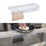 SiliSink Silicone Sink Edge Guard for Kitchen Sink - Fits 3.75” - 4” Wide - The Original Silicone Sink Edge Protector with Sponge Caddy - Splash Guard, 14” Clear Diamond