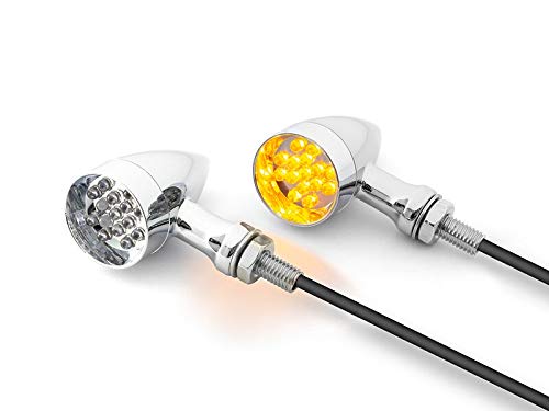 Alchemy Parts Moto Clignotant LED Chrome Acier pour Vintage Rétro Vélo Personnalisé Projet