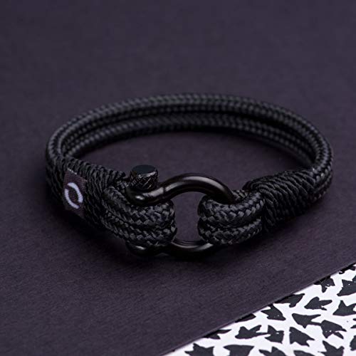 Mens Rope Bracelet - Stainless Steel Black Shackle3