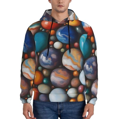 Colored Marble Men'S Casual Sweatshirt Hoodie, Long Sleeve Hooded Pullover With Pocket And Drawstring2