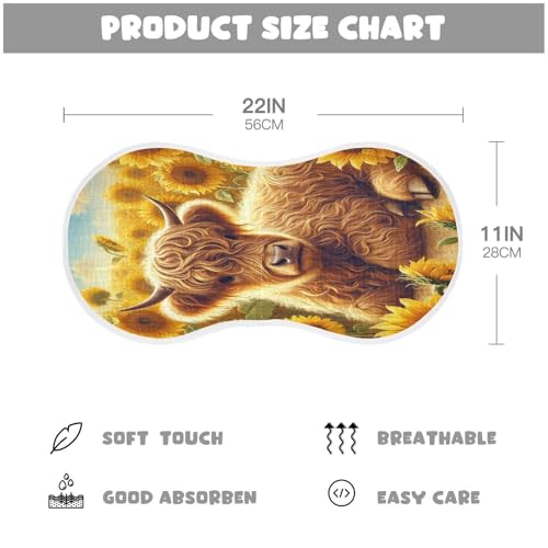Highland Cow Sunflowers Baby Burp Cloths Absorbent Muslin Soft Burp Cloth Rags Cotton Burp Clothes for Boy Newborn Girl Unisex 1 Pack 22x11 Inches2