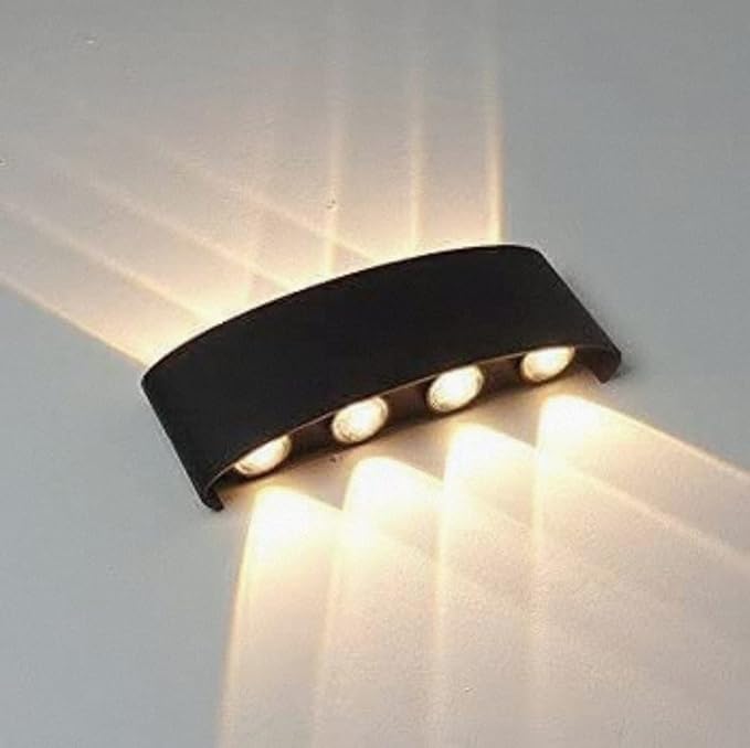 SHRI MAHAL ANTIQUES Metal,Plastic,Silicon Led Wall Lamp Up Down Light Outdoor and Indoor Warm White IP 65 Waterproof (8 Ray)-image-32