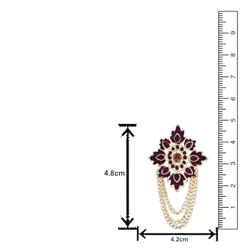 Image of Mahi Meenakari Work Mapel Leaf & Layered Chain Shervani /Indowestern Brooch for Men (PABP1101123GPR)