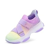 DREAM PAIRS Kids Sneakers Girls Slip-On Shoes Z-Strap Colorful Jelly Sole Walking Shoes,Size 11 Little Kid,Rainbow/Purple,KKUMFN2502