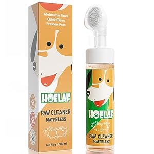 HOELAF Dog Paw Cleaner, Waterless Dog Shampoo with Soft Silicone Brush, Moisturizing Foaming for Effective Paw Wash, Easy & Portable Paw Cleaner for Dogs, 6.8 Fl Oz