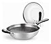 wok 32cm non revêtu de wok 304 en acier inoxydable grande capacité de poêle à fond plat de poêle à induction antiadhésive