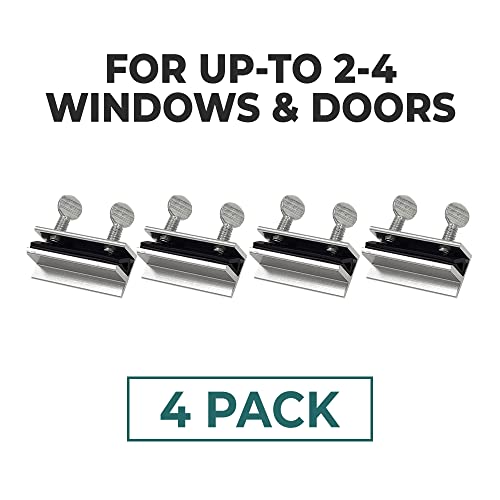 Shop Square Window Locks, 4 Pack Aluminum Thumb Turn Window Lock, Secure Sliding Windows & Doors, No-Drill Install, Child Proof, Indoor Outdoor, Requires 28-36mm Clearance