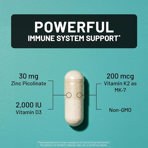 NatureWise Zinc Picolinate with D3 + K2 - Zinc Supplements for Men & Women + Vitamin D3 K2 - Supports Immune & Bone Health* - Non-GMO, Gluten Free, USA Manufactured - 30 Capsules[30 Day Supply] - image 3