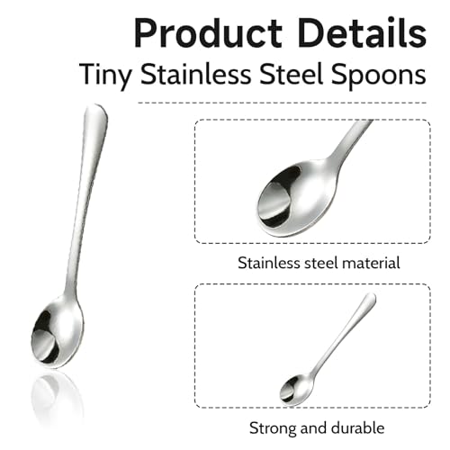 GlamRays Pack of 8 Tiny Stainless Steel Spoons for Spice Jars Mini Size 7.5 cm, Cute Small Scoops for Salt and Spices - Image 3