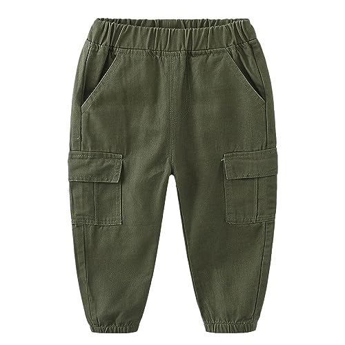 Toddler Boys Girls Cargo Pants Solid Loose Active Jogger Pants Kids Casual Elastic Waist Baggy (JN, 5-6 Years)