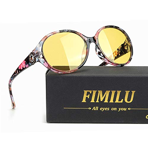 FIMILU Gafas de visión nocturna para coche para mujer, antirreflejos, montura grande, polarizadas, protección 100% UVA/UVB