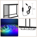 YOURLITE 3-Tier Bar Shelves, Wall Mounted Wine Rack with LED Lighting, Wall Bar with Wine Display Stand, Bar Shelf with Glass Holder for Living Room Kitchen Coffee Wine Bar, 80×20×100, Black - Image 6