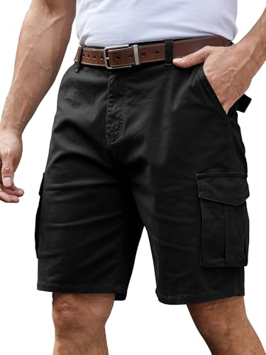 StylSense Kurze Hosen Herren Sommer Baumwolle Cargo Shorts Casual Cargohose Herren Kurz mit 6 Taschen (Schwarz, XL)