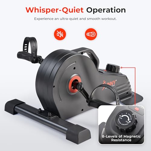 Image of Sunny Health & Fitness 2-in-1 Smart Magnetic Pedal Exerciser, Compact Indoor Under-Desk Mini Exercise Bike for Full Body Cardio Workout and Physical Therapy, Free SunnyFit Training App Connection