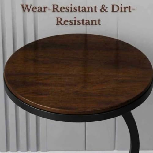 Image of NEST NATURE HAVEN Wood 2 Tier Round Coffee Table Nightstand Bedside Telephone Table with Storage, End Table Sofa Side Corner Table for Living Room Bedroom, Black Brown