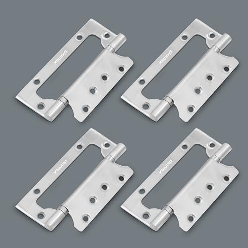 Image of Plantex Butterfly Hinges for Door /Stainless Steel Door Hinges /5 Inch x 14 Gauge Hinge /2.5 mm Hinges for Home /Office /Hotel /Non-Mortise Hinge - Pack of 4 (Chrome)
