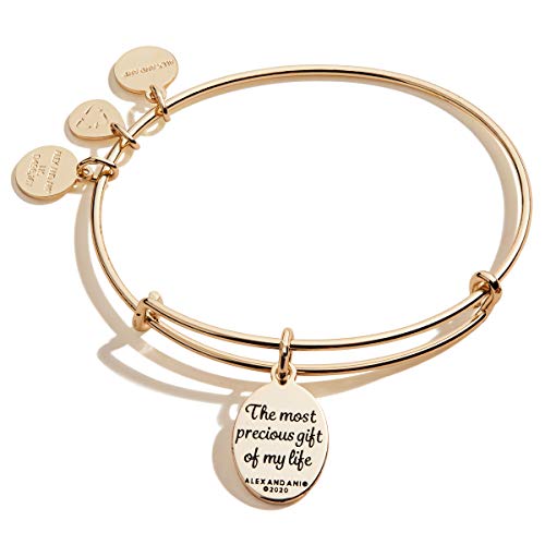 Alex And Ani Because I Love You Daughter Expandable Wire Bangle Bracelet For Women, Most Precious Gift Charm, Shiny Antique Gold Finish, 2 To 3.5 In #TOP1