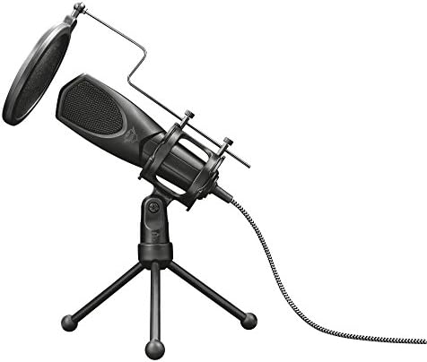 Trust Gaming GXT 232 Mantis Streaming Gaming Microphone for PC, PS4 and PS5, USB Connected, Including Shock Mount, Pop Filter and Tripod Stand, Black