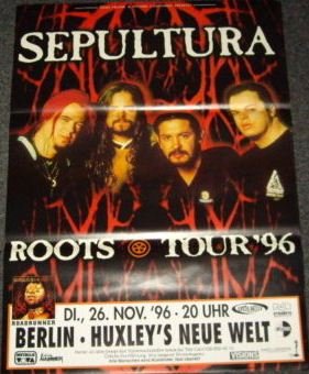 Poster Sepultura Roots Tour 1996 grand format pour déco salon