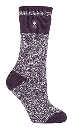 HEAT HOLDERS Womens Fleece Insulated Thermal Socks | Fuzzy Boot Socks for Winter (5-8, Plum (Sydney))