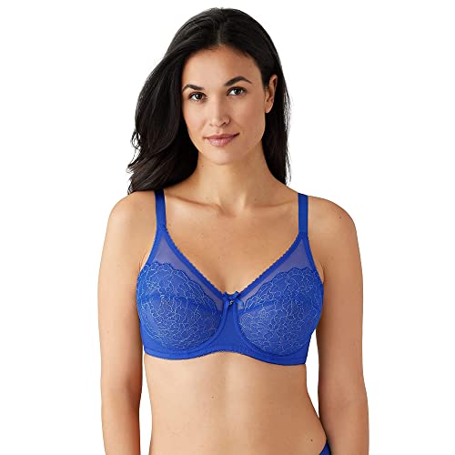 Wacoal Women's Retro Chic Full Figure Underwired Bra with Full Coverage, Opaque, Radiant Blue, 100D, Bright Blue, 44 D