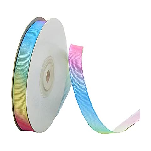 22 m x 10 mm Rainbow Gradient Colours Satin Ribbon Bow Ribbon Satin Gift Ribbon Sewing Craft Decorative Ribbon for Christmas Wedding Valentine's Day Decoration Hair Braids Party Birthday Rainbow #2 Cover