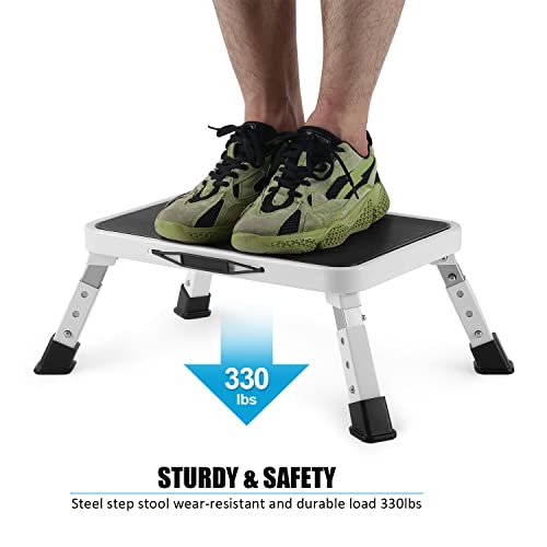 Jocauto Folding Step Stool, Height-Adjustable Step Stool With 15" X 10.2" Non-Slip Platform, Step Ladder With A Portable Handle For Adults Or Kids In Office, Kitchen, Home, 330 Lbs Capacity #TOP2