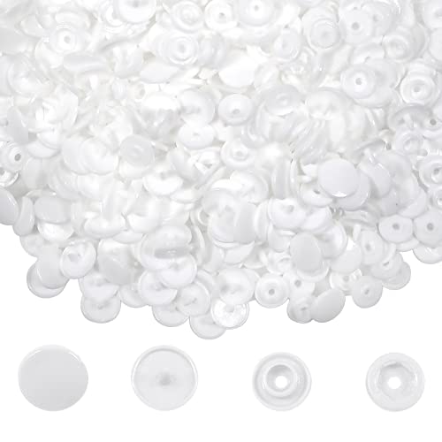 TOAOB 500 Boutons Pression Plastique Blanc T5 12mm pour Accessoires Couture Vêtements DIY Craft Scrapbook