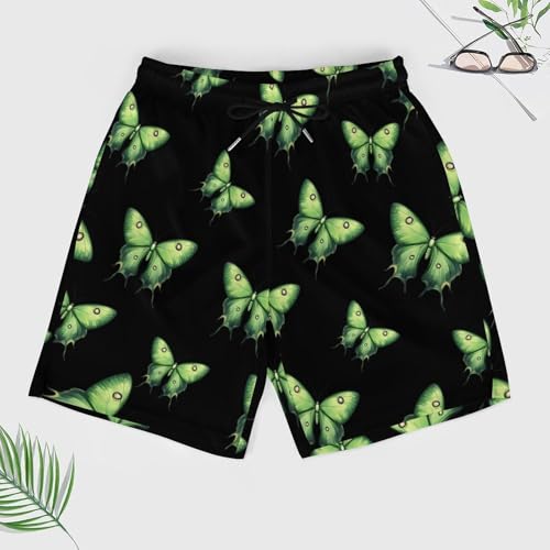 Cute Luna Moth Butterfly Insect Mens Swim Trunks Quick Dry Beach Board Shorts with Pockets4