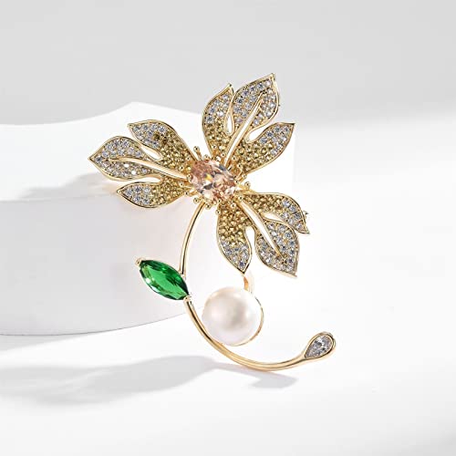 Broche flor de zirconia cúbica para evitar aberturas en vestidos y escotes 4