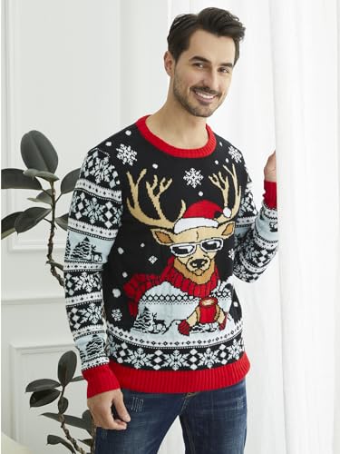 YIJIU Men's Ugly Christmas Sweater Long Sleeve Crew Neck Knitted Sweaters Xmas Holiday Funny Pullover Knitwear Tops - Image 4