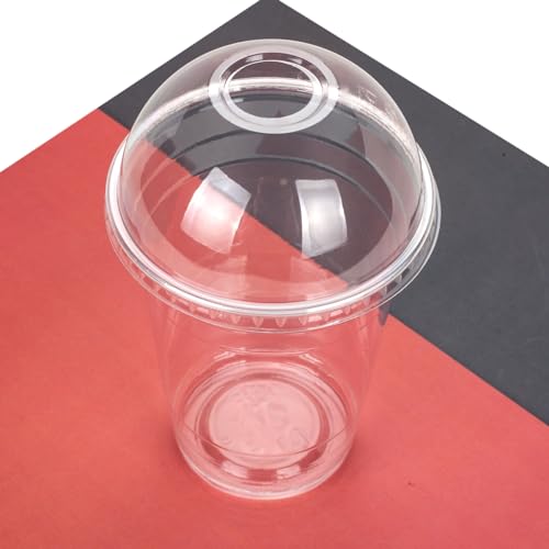 Image of Golden Apple Cup series, 16oz Clear Plastic cups with Dome lids with hole 50sets BPA free