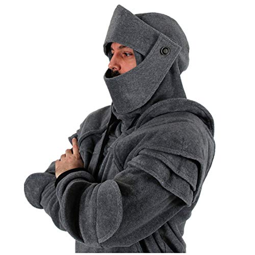 Ritter Vintage Maske Herren Kapuzenpullover Hoodie Pullover Mit Kapuze, Casual Langarm Trainingsanzüge Freizeit Sweatshirt Sport Kaputzenpulli für Herbst Winter Cover