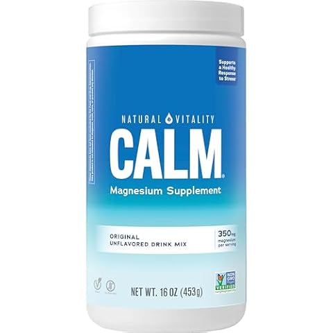 Natural Vitality Calm, Magnesium Supplement, Anti-Stress Drink Mix Powder, Gluten Free, Vegan, & Non-GMO, Original Unflavored, 16 oz Cover