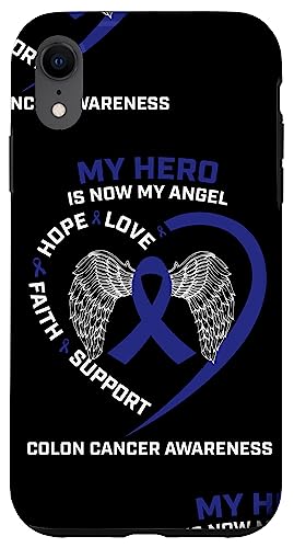 Carcasa para iPhone XR In Memory Hero es ahora mi ángel | Teléfono de concientización sobre el cáncer de colon