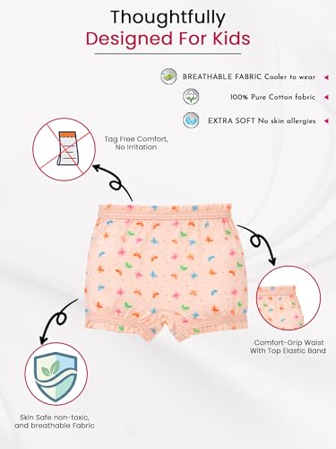 Image of BODYCARE Kids Printed Unisex Bloomer Underwear 100% Cotton Multicolor Soft Comfortable | Skin Friendly | Innerwear | Pack of 6 (Color & Print May Vary)