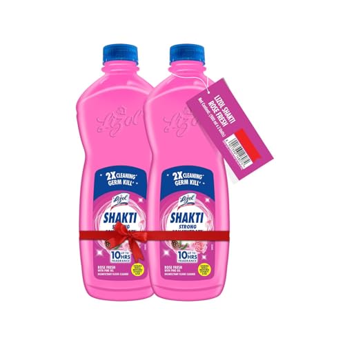 Image of Lizol Shakti 900ml (Pack of 2) - Rose Fresh Floor Cleaner| 2X Better Cleaning vs Phenyl |Kills 99.9% Germs| Removes Tough Stains| Suitable for All Floor Cleaner Mops