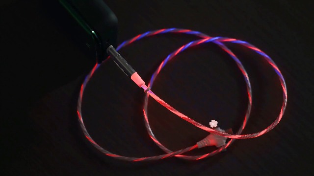 Image of IHAO Multi Ports Light-Up USB Cable USBA /USB C to USBC /MicroUSB Cable Durable Fast Charging Cable with Visible Current Flow As Night Light Use-6in1 Colorful