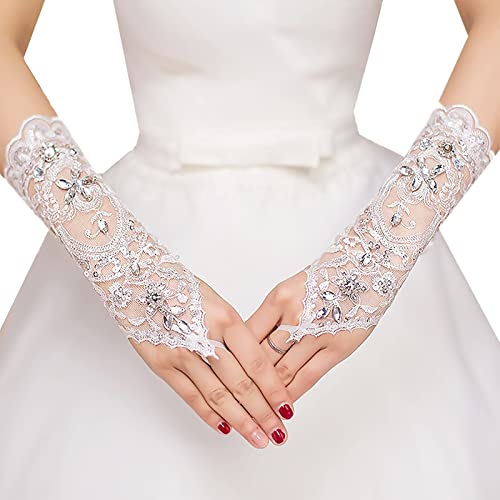 ABDA Gants de mariée élégants sans Doigts rétro - Accessoires de Mariage - Gants de mariée...