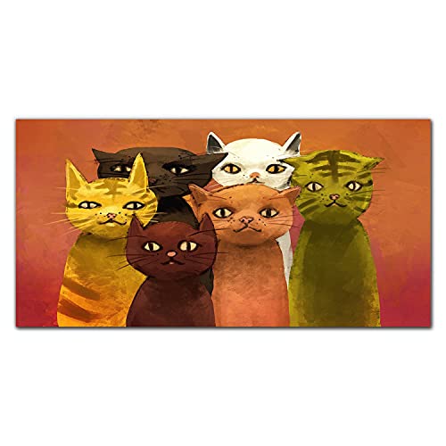 Tableau en verre chats 100x50cm pour masquer un mur vide et triste