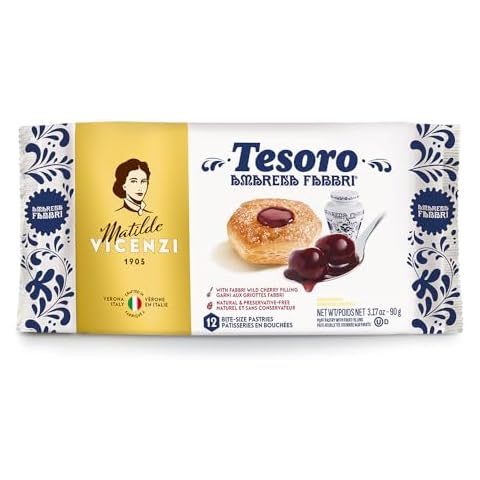 Tesoro Puff Pastry With Fabbri Wild Cherry Filling by Pasticceria Matilde Vicenzi, 3.17oz (90g), 10 Pack Cover