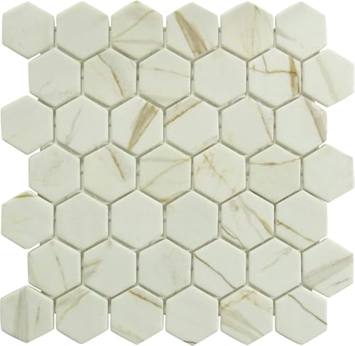 Oasis Tile Mayan Garden Sun Rays Brown Hexagon Recycled Matte
