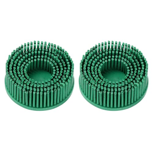 Image of HARFINGTON 2pcs Bristle Disc 2 inch 50 Grit R-Type Abrasive Brush Coarse Bristle Disc Deburring Electric Disc Brush Attachment Abrasive Coating Removal Disc for Metal, Green