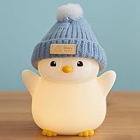 FAMIDUO Penguin Night Light for Kids, Adorable Penguin Lamp with Hat, Food Grade Silicone Nursery Nightlight, Rechargeable/Dimmable/Timer,LED Squishy Novelty Animal Bedside Lamp,Funny Gifts for Boys