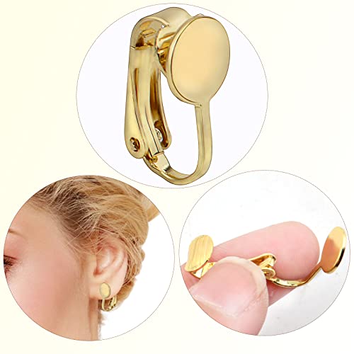 Hmjpng 20Pcs Golden Clip-On Earring Converters Brass Earring Clips Components Earring Findings With 20Pcs Anti-Pain Cushions For Non-Pierced Ears Jewelry Making Decor #TOP4