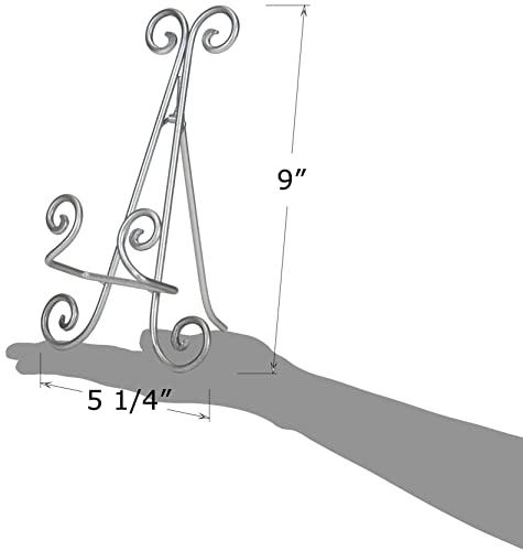 Red Co. 9” Tall Decorative Curved Scroll Metal Wire Display Plate Stand & Art Holder Easel, Silver #TOP5