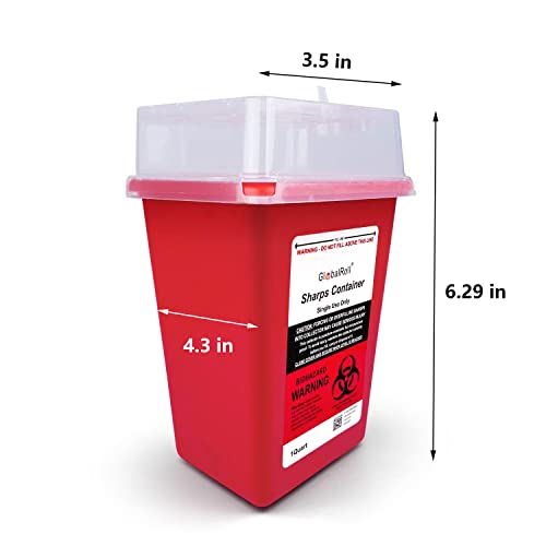 Globalroll Sharps Container 1 Quart, 6 Pack Biohazard Needle Disposal Container Small Syringe Disposal Container, Professional Sharps Disposal Container For Home And Travel Use #TOP5