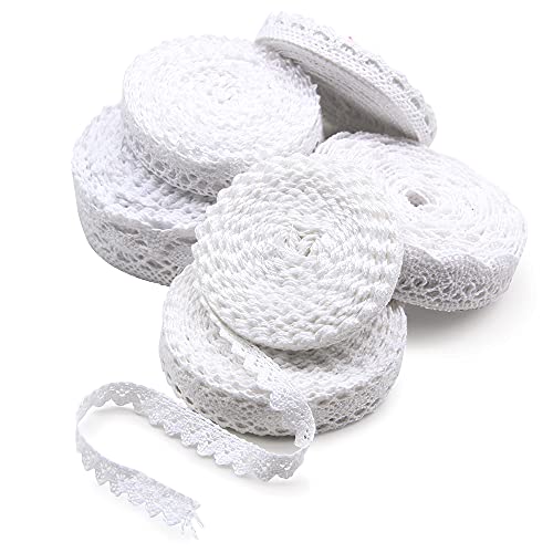 Semini 30 Yards Lace Trim Vintage Lace Ribbon Crochet Lace Scalloped Edge For Bridal Wedding Decoration Christmas Package Diy Sewing Craft Supply, 5 Yards Each, 6 Styles (White 01) #TOP1